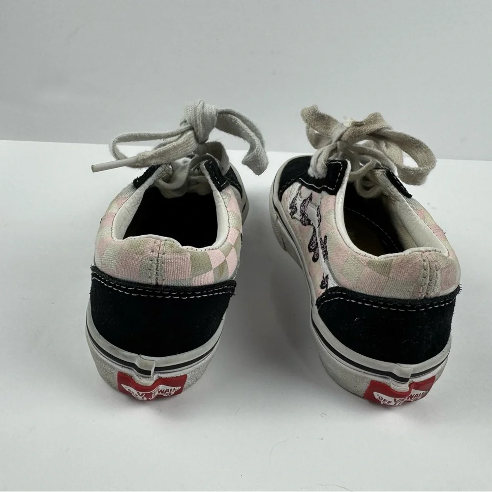 Vans Kids Old skool Black and White Butterfly skate Sneakers size 11